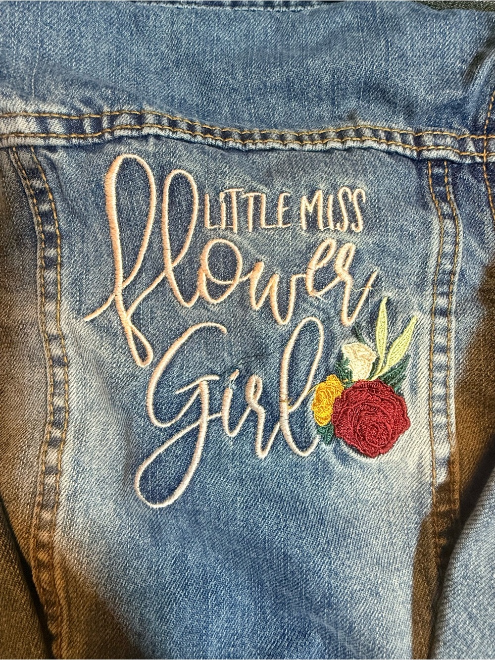 Embroidered 'Little Miss Flower Girl' Denim Jacket